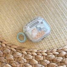 Bộ 3 ốp tai nghe hình mèo xanh trong suốt + hình tròn, tương thích với Apple Pro3/Pro2/AirPods4/AirPods3/AirPods2, ốp tai nghe thời trang dành cho nữ, ốp tai nghe tối giản, ốp tai nghe Apple, vỏ bảo vệ tai nghe Apple - màu xanh nhạt - Xem 7