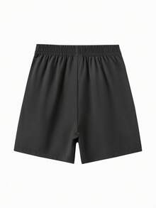 Balabala 兒童輕量夏季運動短褲，彈性腰帶，透氣面料，適合男孩女孩活動與玩耍 - 黑色 - 查看 3