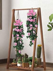 1/2pcs 35 Inch 18 Flower Head Artificial Rose Vine, Faux Flowers, Red Artificial Rose Hanging Garland, Suitable For Mother's Day Gift, Graduation Ceremony, Bathroom, Room Decor, Wedding Backdrop, Bridal Shower, Birthday Party, Home Living Wall, Garden Arch, Balcony, Outdoor Fence - Multicolor - View 6
