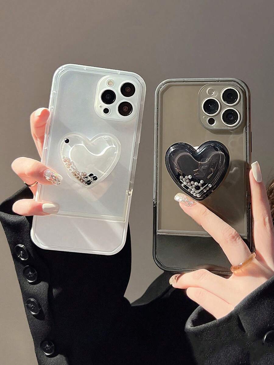 1个高级心形充气可折叠旋转慵懒手机支架 - 彩色 - 查看 1