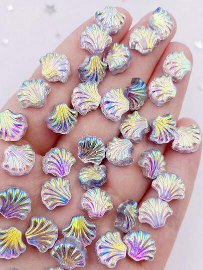 30PCS Shiny AB Resin Shell Art Gemstone Clothing Rhinestone Applique Scrapbook DIY Wedding Accessories Decor