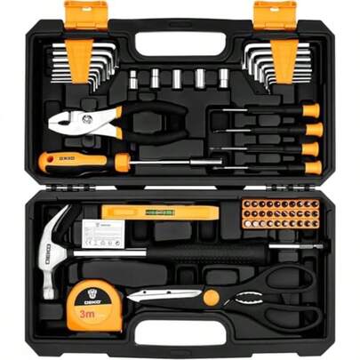 62-Piece Household Tool SetSmall Basic Home Tool Kit With Plastic Toolbox Hand Tools With Storage Case DEKOPRO