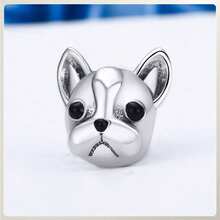 WOSTU 1 件 925 纯银可爱狗狗吊坠珠 Fadou 吊坠 适合女士 DIY 手链和项链 抗氧化 精致珠宝 - 銀色 - 查看 3