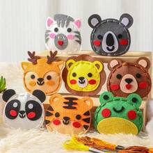 8件套森林动物DIY缝纫套装，适合初学者的手工材料，可爱卡通动物老虎熊猫吊坠，生日礼物，创意手工艺品 - 彩色 - 查看 3