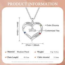 1pc Customized Birthstone Necklace, Engraved Necklace, Family Birthstone Necklace, Mother's Day Gift, Ideal Gift For Birthday, Anniversary, Christmas, Graduation Or Friends, Classmates And Family - White - View 4