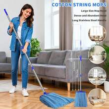 Microfiber Cloth Mop, Commercial Cloth Mops 52 Stainless Steel Handle With 1 Mop Head For Floor,Indoor And Outdoor Use , Blue - White - 查看 7