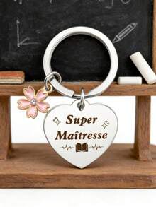 Teacher Keychain Gift; Principal Year-End Gift; School Assistant Year-End Gift; School Director Year-End Gift; Kindergarten Teacher Year-End Gift; Christmas Gift Slogan Casual Leisure Party Cute Street Elegant Zinc Alloy Teacher's Day - Silver - View 4