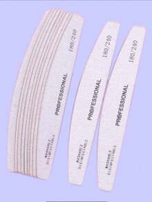 10支灰色新月形指甲锉，双面抛光块美甲棒，专业美甲沙龙工具 - 灰色 - 查看 4