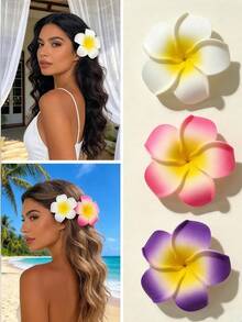 1/3pcs Floral Decor Crocodile Hair Clips, Bohemian Style, Suitable For Daily Casual Wear And Outings - Multicolor - View 1