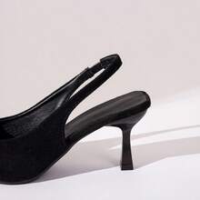 女士黑色尖头时尚高跟凉鞋，百搭舒适简约优雅个性化显瘦休闲派对鞋，夏季凉鞋 - 黑色 - 查看 10