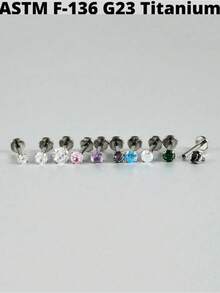 1pc G23 Titanium Internally Zirconia Threaded Lip/Cartilage/Tragus/Lobe Piercing Jewelry - Multicolor - View 7