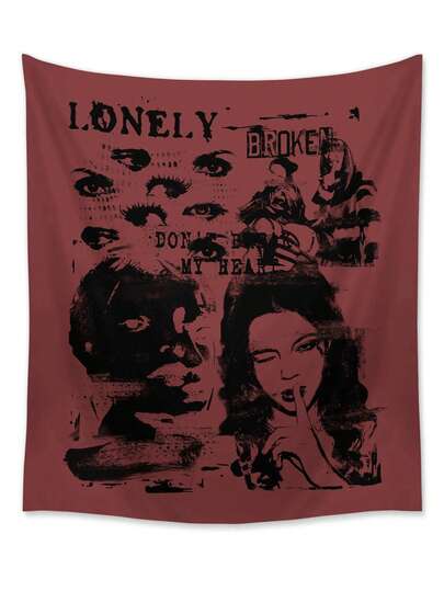 1 Tấm thảm trang trí phong cách Grunge Punk - Họa tiết hình người và chữ cái, vải treo tường trang trí nhà hiện đại, phù hợp cho mọi mùa | Trang trí nhà theo phong cách Bohemian cho phòng ngủ và phòng khách - Tranh treo tường sống động - Lý tưởng cho phòng ngủ, phòng khách, ký túc xá và các bữa tiệc - Quà tặng thảm/tranh treo tường phong cách nghệ thuật hiện đại