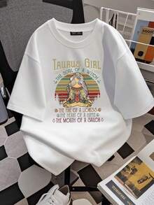 women t-shirt print Taurus Girl The Soul Of A Witch T Shirt Cotton Crew neck long or short sleeves - Weiss - Übersicht 2