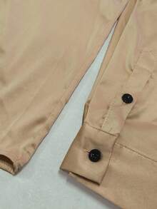 WAIT HIM Men's Satin Long Sleeve Shirt For Ball, Wedding - Gold - View 8