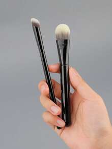 Foundation Makeup Brushes Ultra-Fine Hypoallergenic Nylon Bristle Top Flat Arc Foundation Brush Perfect For Face Contouring - Black - View 4