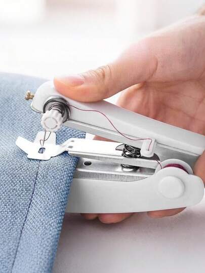 1pc Portable Mini Sewing Machine, Handheld Small Compact Sewing Machine, Manual Simple Sewing Machine, Suitable For Home, Travel, DIY, Crafts And Beginners, White - 1 Set