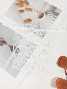 1pc Fashionable Lace Leaf Pattern Modesty Panel, Sexy Camisole Suitable For Dates, Parties - Multicolor - View 9