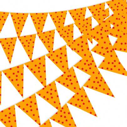 1/3/5 Piezas, Banderín de cumpleaños de dragón con decoración de estrellas impresas en amarillo y rojo, banderines triangulares con banderas para decoración de fiesta de cumpleaños