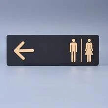 24*9cm/3.1*9.4in Tanda Dinding Akrilik Indikator Kamar Mandi, Panduan Arah Panah Kiri/Kanan, Cocok Untuk Toilet Umum, Kamar Mandi Hotel, Perekat Mandiri, Desain Minimalis, Tahan Lama - TOILET - View 8