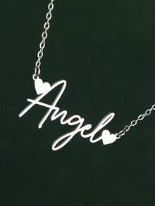 Customized Personalized Double Heart Minimalist Elegant Necklace, Customized Name Pendant Necklace, Delicate Letter Name Necklace Gift - Multicolor - View 5