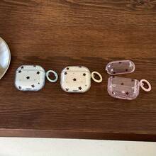 Translucent Starry Powder Blue Rice + Hoop Earphone Case, Compatible With Apple 4 Case Fashionable Women's Earphone Case / Minimalist Earphone Case - 白色 - 查看 12