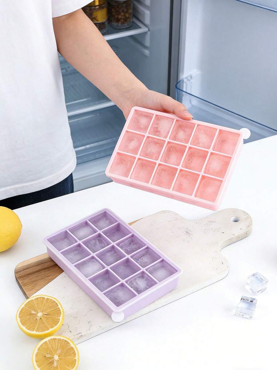 1pc Silicone Ice Cube Tray With Lid, Commercial & Household Large Ice Cube Mold, Silicone Ice Cube Maker - Multicolor - View 1