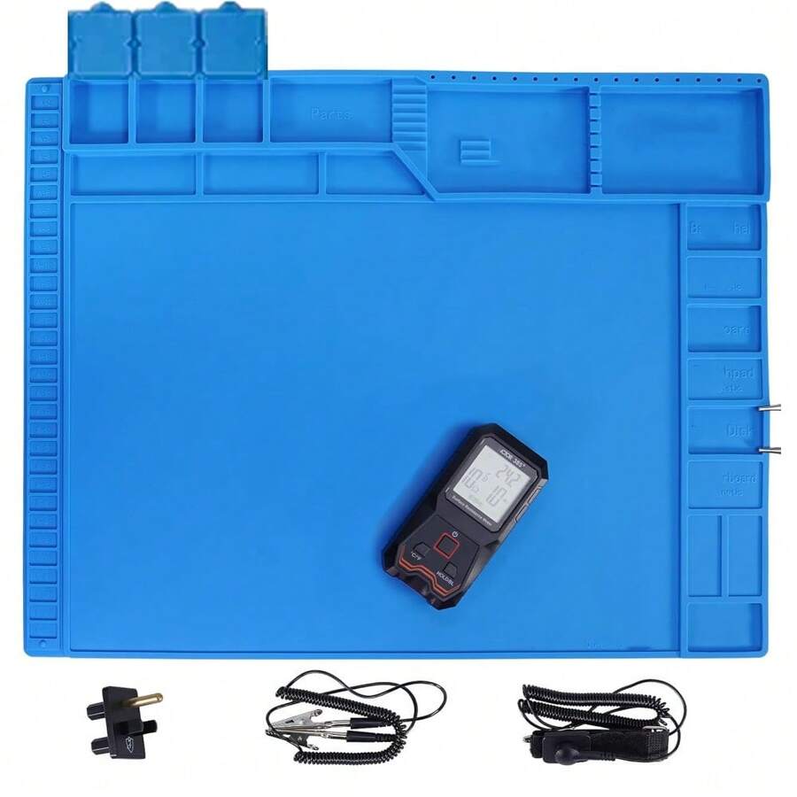 MIKITOOL Large Anti Static Mat With Grounding Accessories, Heat Resistant Silicone Soldering Mat, Magnetic Work ESD Pad For Pc Building, Electronics, Laptop, Cellphone Repair Soldering - ESD Mat-330 L - View 1