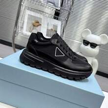 Unisex White Platform Chunky Sneakers With Triangle Logo, Genuine Leather Retro Gear Sole Lace Up Low Top Walking Shoes, Breathable Perforated Non-Slip Casual Daily Commute Footwear For Men Women Spring Summer - 灰色 - 查看 4