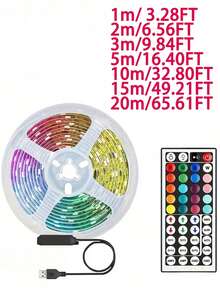 شريط إضاءة LED RGB مع جهاز تحكم عن بعد 44 مفتاح، مناسب لغرفة النوم وغرفة المعيشة وديكور المنزل وإضاءة الحفلات، قابل لتعديل الألوان والأنماط، جهاز تحكم شريط LED RGB 44 مفتاح إضاءة ليلية، غرفة المعيشة والمطبخ وحفلة عيد الميلاد وحفلة هالوين وغرفة النوم إضاءة ليلية صغيرة، شريط LED USB، شريط LED مرن، 1 متر/2 متر/3 أمتار/5 أمتار، مناسب للتلفزيون والكمبيوتر وإضاءة خلفية الخزانة - الضوء الملون - مشاهدة 12