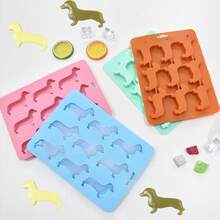 1个柯基犬造型硅胶冰格，3D小狗巧克力模具，软糖烘焙模具，冰淇淋模具，饼干糖霜蛋糕模具，各种趣味烘焙工具 - 彩色 - 查看 9