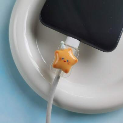 1 set / 2 seturi. Protector de cablu USB moale, în formă de stea, drăguț - durabil, rezistent la rupere, design rafinat, potrivit pentru cablurile de date ale accesoriilor pentru telefoane mobile.