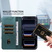 RFID屏蔽磁吸翻盖钱包式手机壳，仿皮材质，柔软商务防震保护套，适用于三星Galaxy A17 - 綠色 - 查看 6