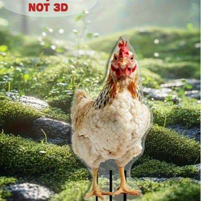1 chiếc cọc trang trí sân vườn hình gà 2D bằng acrylic, thích hợp để trang trí sân, bãi cỏ và vườn ngoài trời, làm quà tặng gia đình, trang trí ngày lễ, không cần điện (Vui lòng bóc lớp màng bảo vệ trước khi sử dụng)