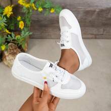 Women's Summer Mesh Slip-On Sneakers, Single Layer Breathable White Casual Sport Flat Shoes - Yellow - View 8