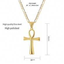 1 mặt dây chuyền hình thánh giá Ankh Coptic bằng thép không gỉ, dành cho cả nam và nữ, kèm dây chuyền hộp dài 20 inch. - Đi qua - Xem 19