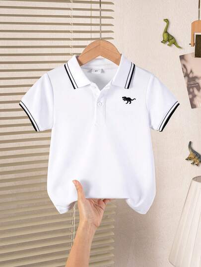 Camisa polo de manga corta con ribete de contraste para niños