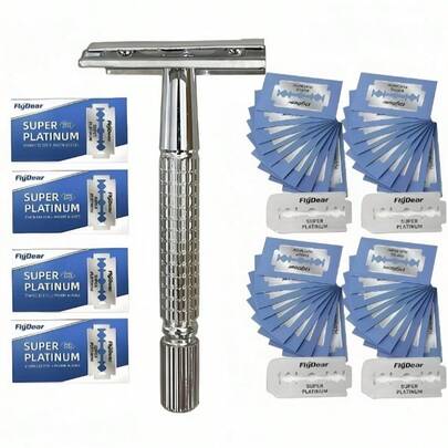 Rose Golden Zinc Alloy Safety Razor For Women, Stainless Steel Handle, Reusable, Unscented, For Beard And Mustache, Face, Armpit, Bikini, Legs - Tools & Accessories