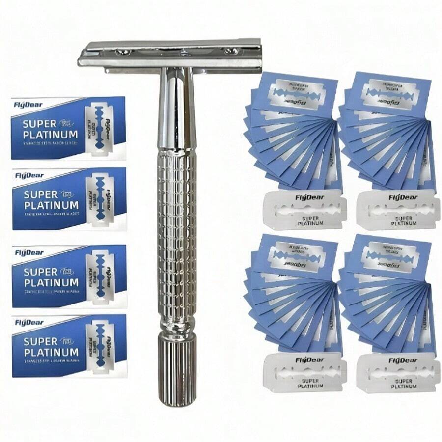 Rose Golden Zinc Alloy Safety Razor For Women, Stainless Steel Handle, Reusable, Unscented, For Beard And Mustache, Face, Armpit, Bikini, Legs - Tools & Accessories