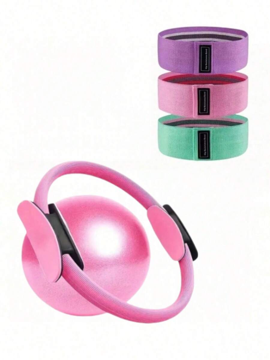 1 Set Pilates Training Equipment, Pilates Training Kit 5pcs, Including Pilates Ring, 25cm Matte Anti-Burst Yoga Ball, Women's Home Pilates Accessories, Fitness Shaping - Multiple Colors - View 1