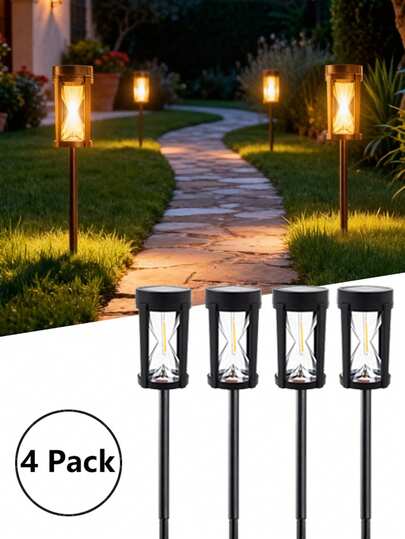 4PCS Solar Garden Lights Outdoor Path Landscape Ground Lawn Stake Lighting For Pathway Courtyard Decoration Lamps
