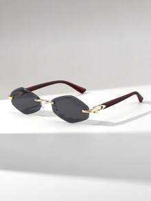 Visivana 1 paire de lunettes de mode femme à verres géométriques sans monture avec bords personnalisés, style de rue glamour. Convient pour le défilé, la fête, le cadeau - Multicolore - Voir 13
