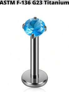 1pc G23 Titanium Internally Zirconia Threaded Lip/Cartilage/Tragus/Lobe Piercing Jewelry - Multicolor - View 18