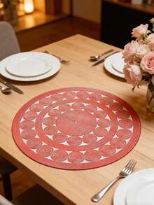 1/4/6pcs Faux Rope PVC Gold Foil Placemats, Hotel Restaurant Decor Heat Insulation Non-Slip Tablemats, Suitable For Wedding Party, Christmas, Valentine's Day, Holiday Celebration, Picnic, Birthday Banquet Table Decoration - Multicolor - View 6