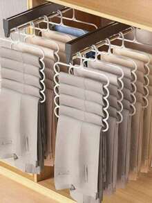 1/5/10pcs Pants Hanger Rack, Multi-Layer Non-Slip Seamless Wardrobe Pants Rack, Multi-Function Scarf Tie Rack, Pants Hanger Rack, Scarf Tie Rack, Home Pants Hanger, Dressing Room, Bedroom Wardrobe, Dressing Room Storage, Storage Cabinet, Clothing Storage, Wardrobe Organization, College Dorm, Space Saving, Back To School Supplies - White - View 5