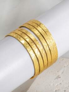 6 件套独特雕花手镯，简约优雅设计，百搭叠戴 - 彩色 - 查看 10