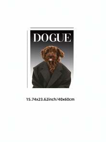 1幅无框时尚黑白渐变背景狗狗墙画，时尚狗狗肖像复古装饰画，趣味动物海报，适合客厅、卧室、宿舍、室内装饰，趣味海报，墙画，复古装饰，大学宿舍必备，返校用品 - 狗狗 - 查看 13