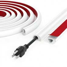 Bộ 1-2 chiếc ống che cáp silicon tự dính 39"/78", vỏ bọc cáp mềm gắn tường, máng dẫn cáp màu trắng cho nhà và văn phòng (rộng 0.6" x cao 0.47") - Xem 10