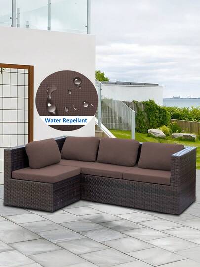 1 pièce Housse de coussin de siège de canapé d'extérieur à motif jacquard de grains de maïs, résistante à l'eau, en polyester de couleur unie élastique amovible à demi enveloppée, pour canapé de patio, terrasse, jardin