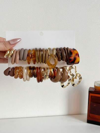 1-10 Pairs Random Water Drop Letter Vintage Punk Y2K Geometric Exaggerated Fashion Earrings Set, Blind Box Combination, Suitable For Women, Graduation, Birthday, Ramadan, Mother's Day, Valentine's Day, Christmas, New Year, Daily Wear