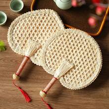 Handmade Wheat Straw Fan, Hot Fan, Summer Essentials, Beautiful Design, Handheld Fan, Portable Fan, Vintage Style Fan. - Multicolor - View 7